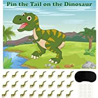Los mejores  - FEPITO Pin The Tail en el Juego de Dinosaurios con 24 Piezas de Colas para Cumpleaños del Dinosaurio Suministros para la…